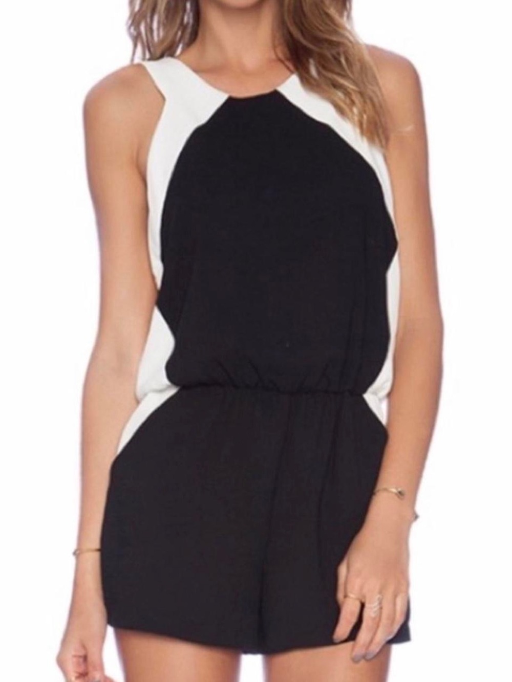 Parker Black White Colorblock Romper One Piece XS